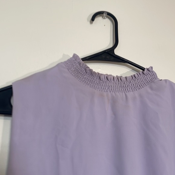 She & Sky | Lavender Sleeveless High Neck Semi Cropped Smocked Top - Picture 5 of 8